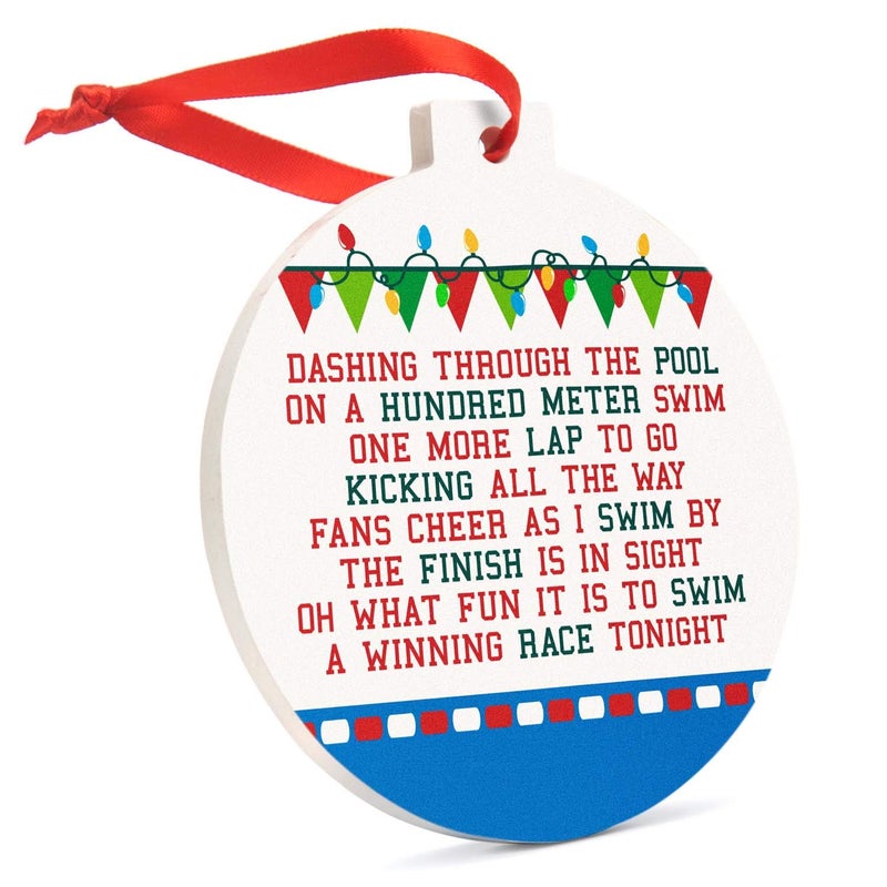 ChalkTalkSPORTS Swimming Round Ceramic Ornament | Jingle All The Way - Image 1